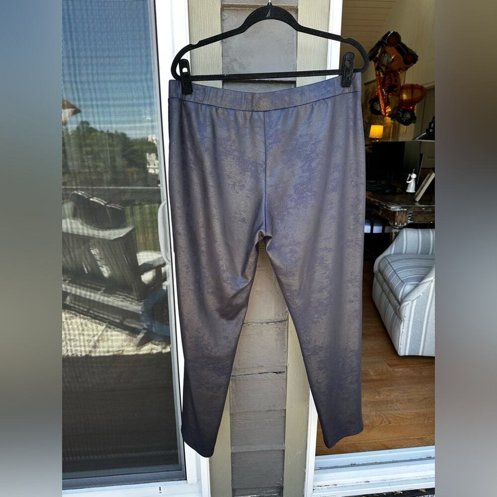 Zoe XL Metallic Distressed Faux Leather Leggings Pants Women‎ - Picture 2 of 4